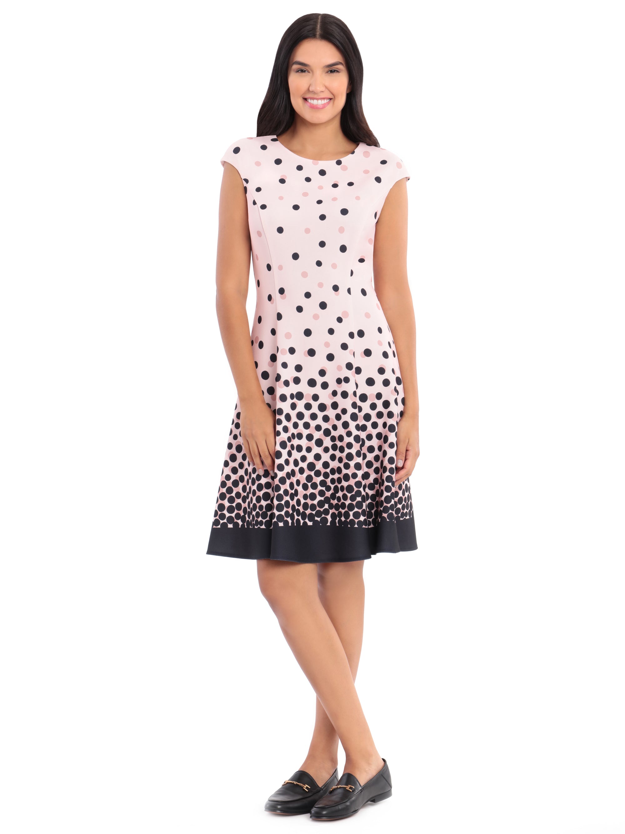 Martha Cap Sleeve Dot Fit & Flare Midi Dress - 9