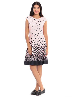 Martha Cap Sleeve Dot Fit & Flare Midi Dress - 9