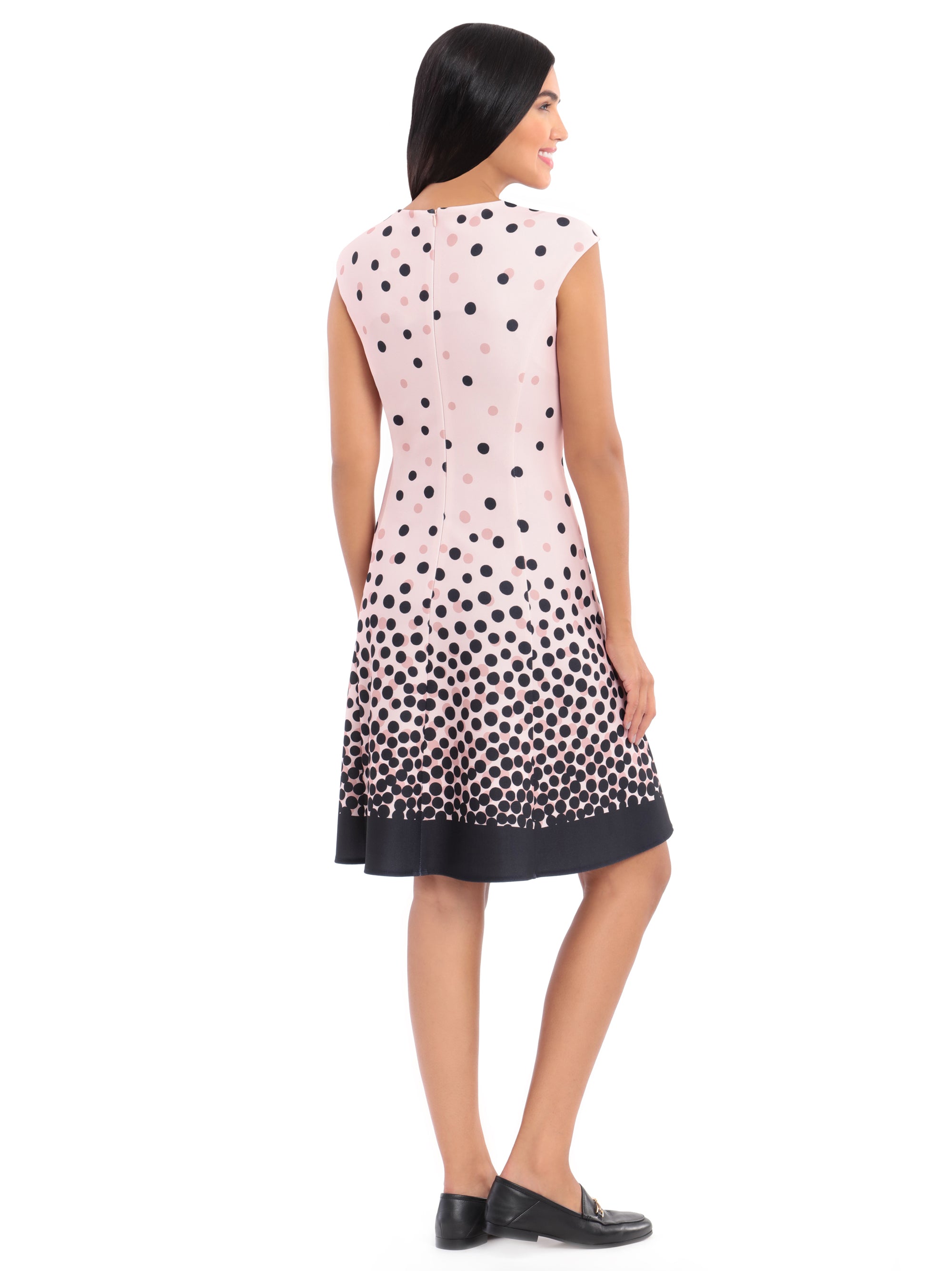 Martha Cap Sleeve Dot Fit & Flare Midi Dress - 10