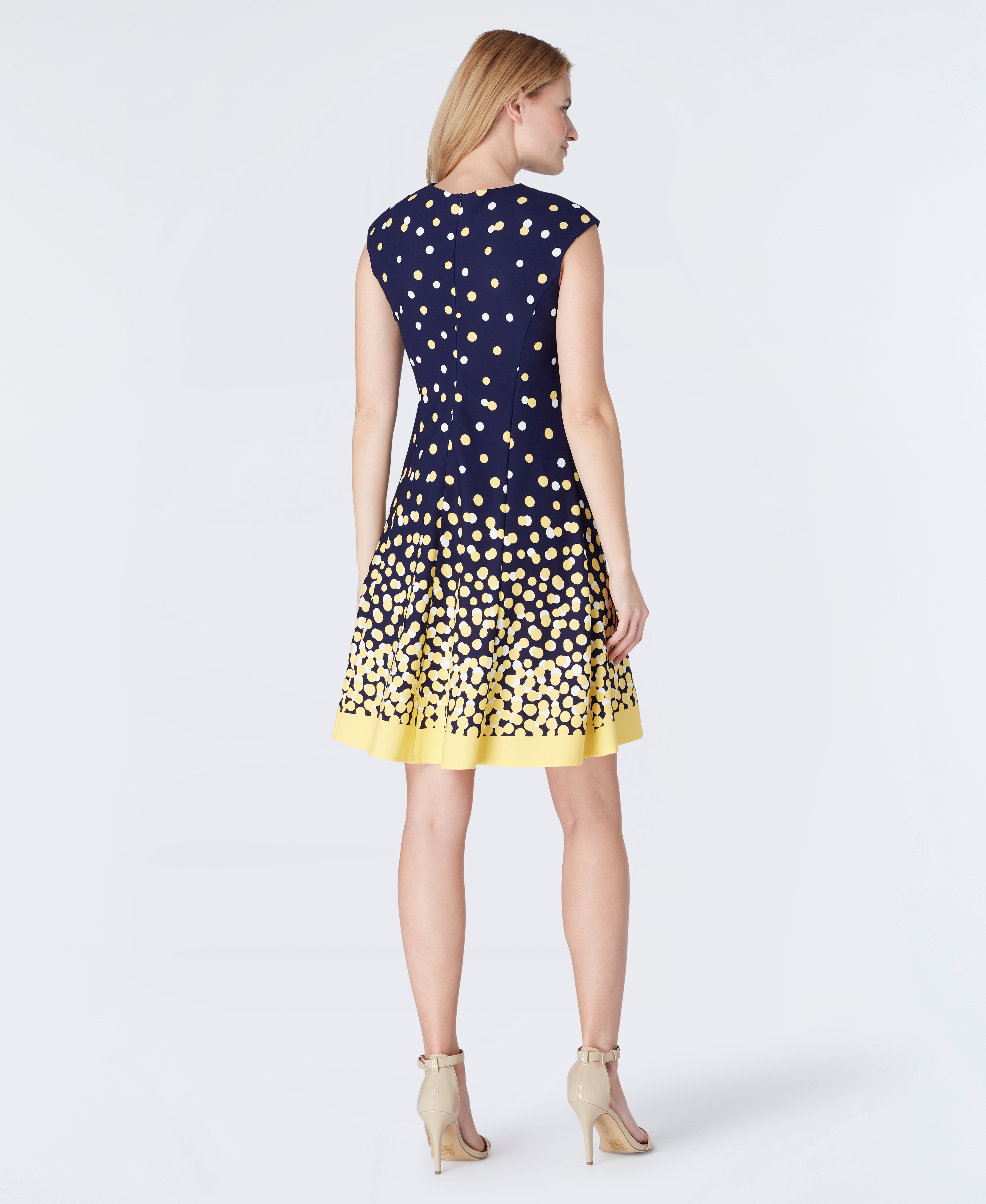 Martha Cap Sleeve Dot Fit & Flare Midi Dress - 2