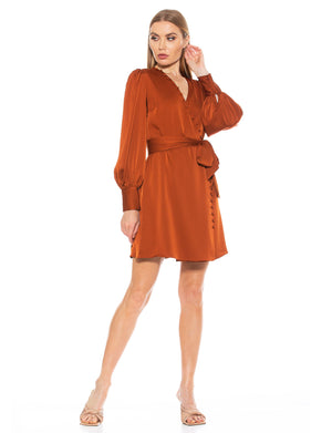 Arya Wrap Dress With Bubble Sleeves - 46